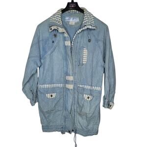Vintage Size Medium East West Cotton light wash Oversized Denim Jacket 1980s